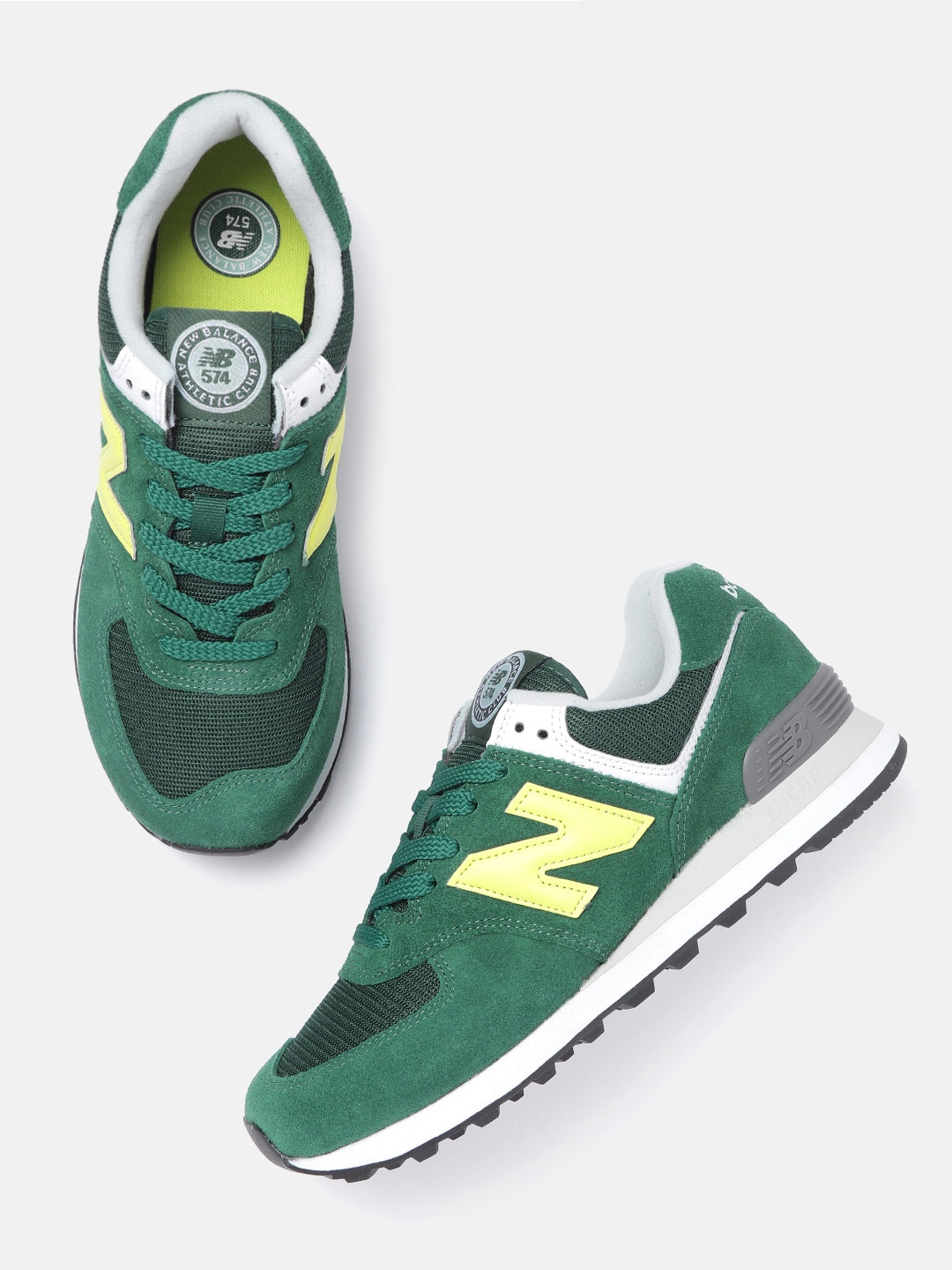 

New Balance Men Green & Yellow Woven Design Suede Sneakers