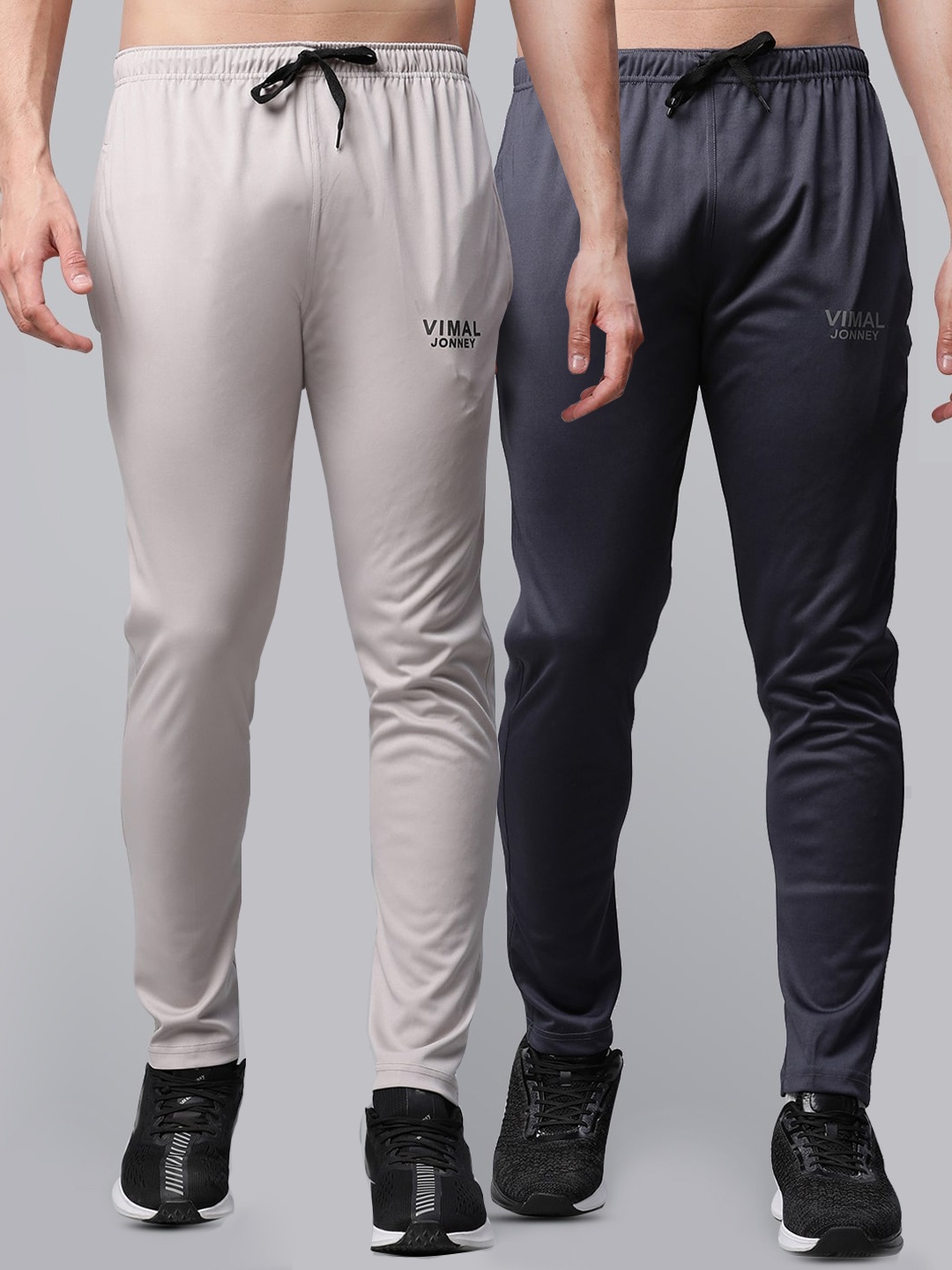 

MACK JONNEY JONNEY Men Pack Of 2 Grey & Cream Solid Track Pant