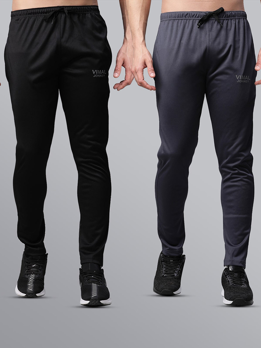 

VIMAL JONNEY Men Pack Of 2 Solid Track Pants, Black