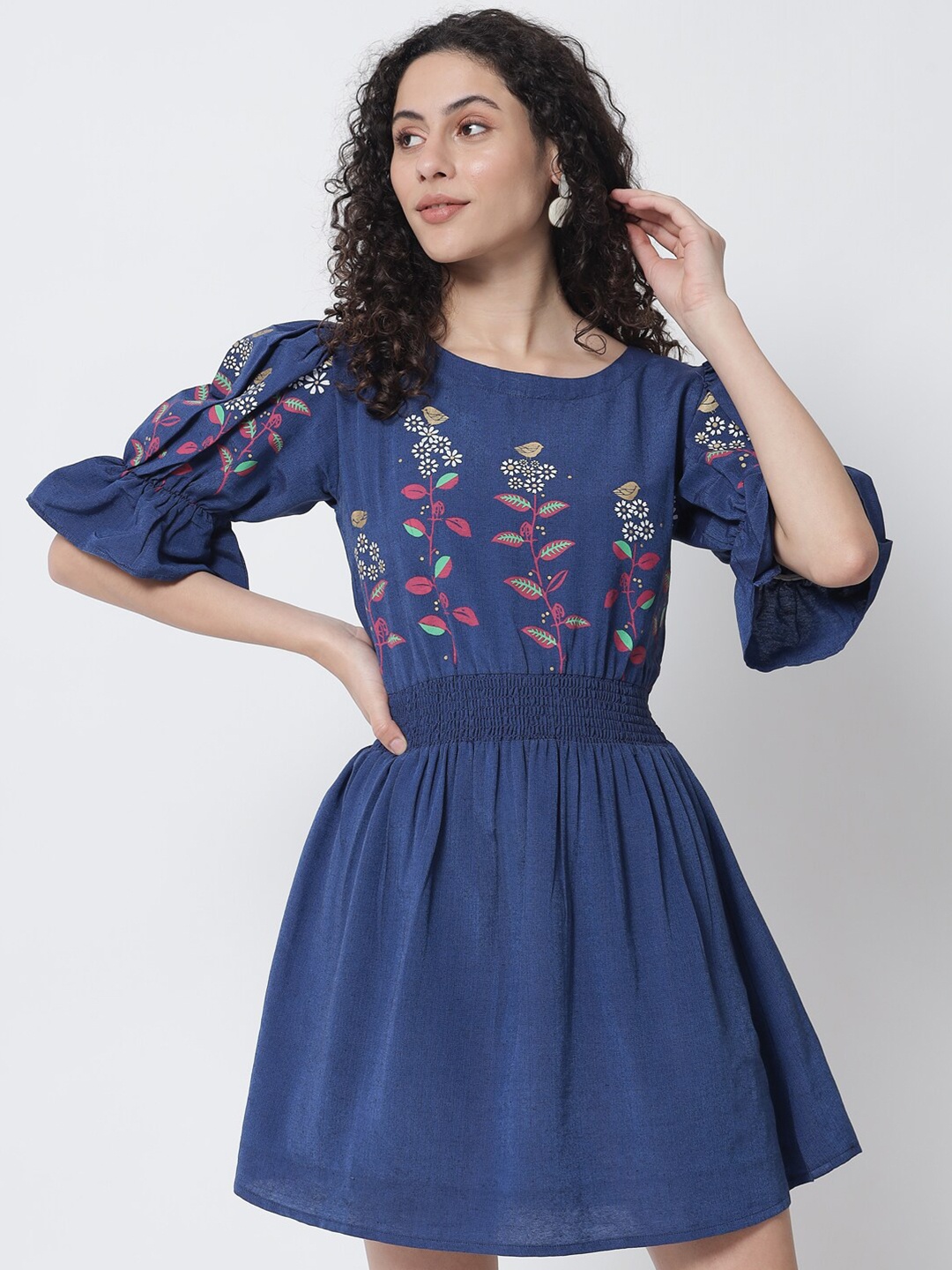 

Tulsattva Navy Blue Floral Dress