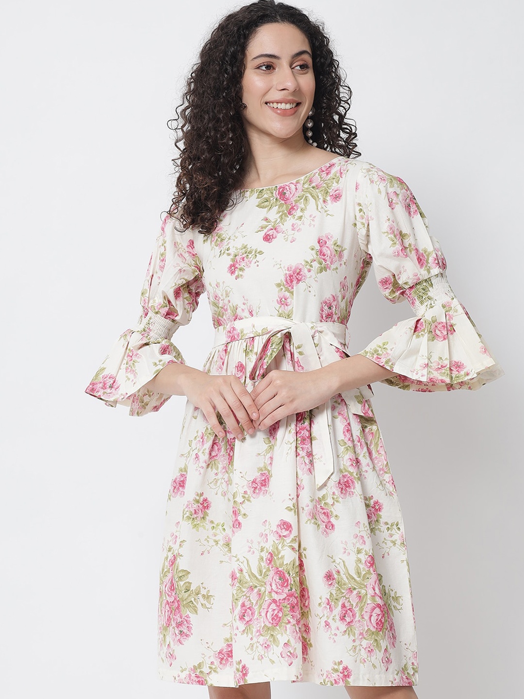 

Tulsattva Women White Floral Dress