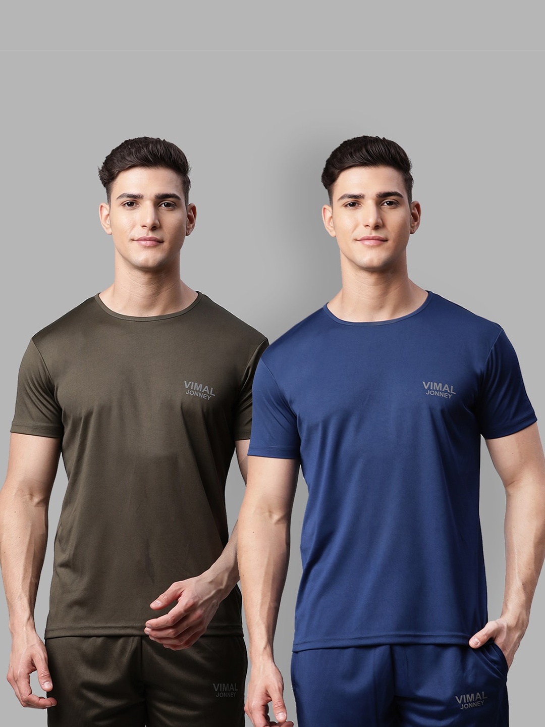 

MACK JONNEY JONNEY Men Olive Green & Navy Blue 2 T-shirt