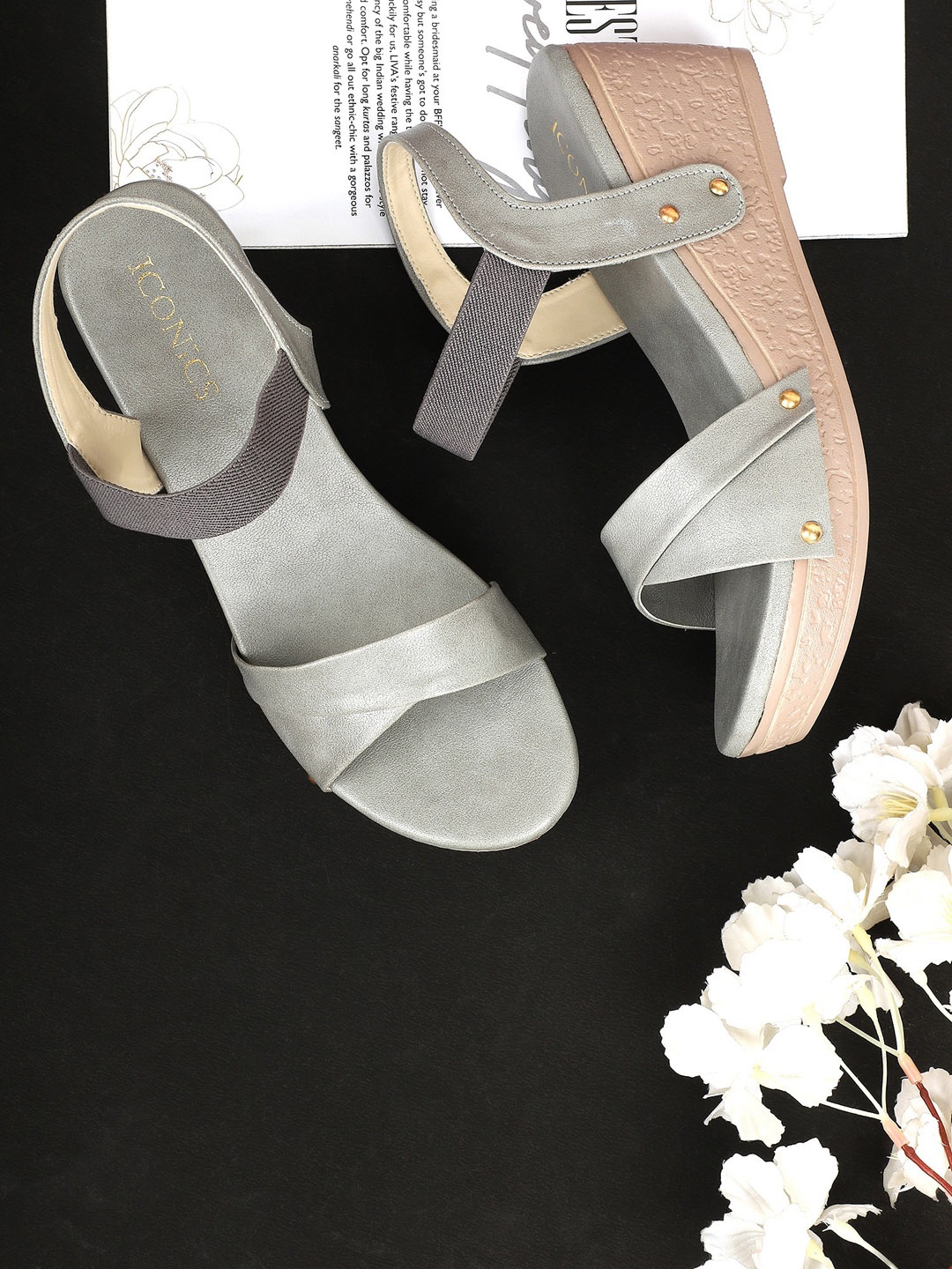 

ICONICS Grey Wedge Sandals