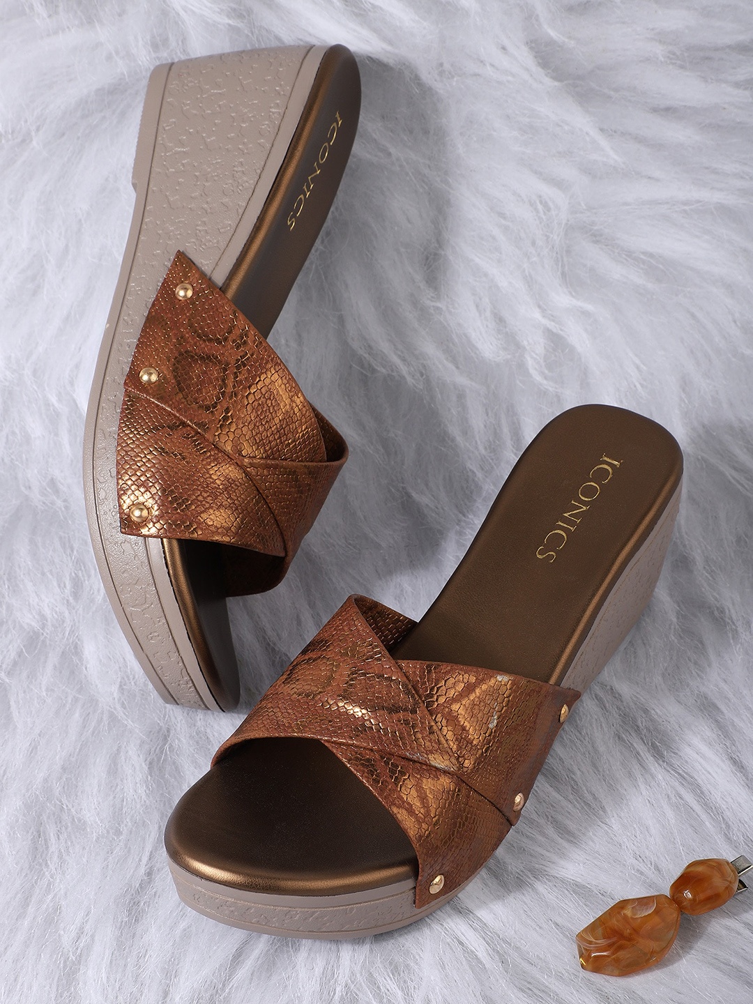 

ICONICS Women Brown Wedge Heels