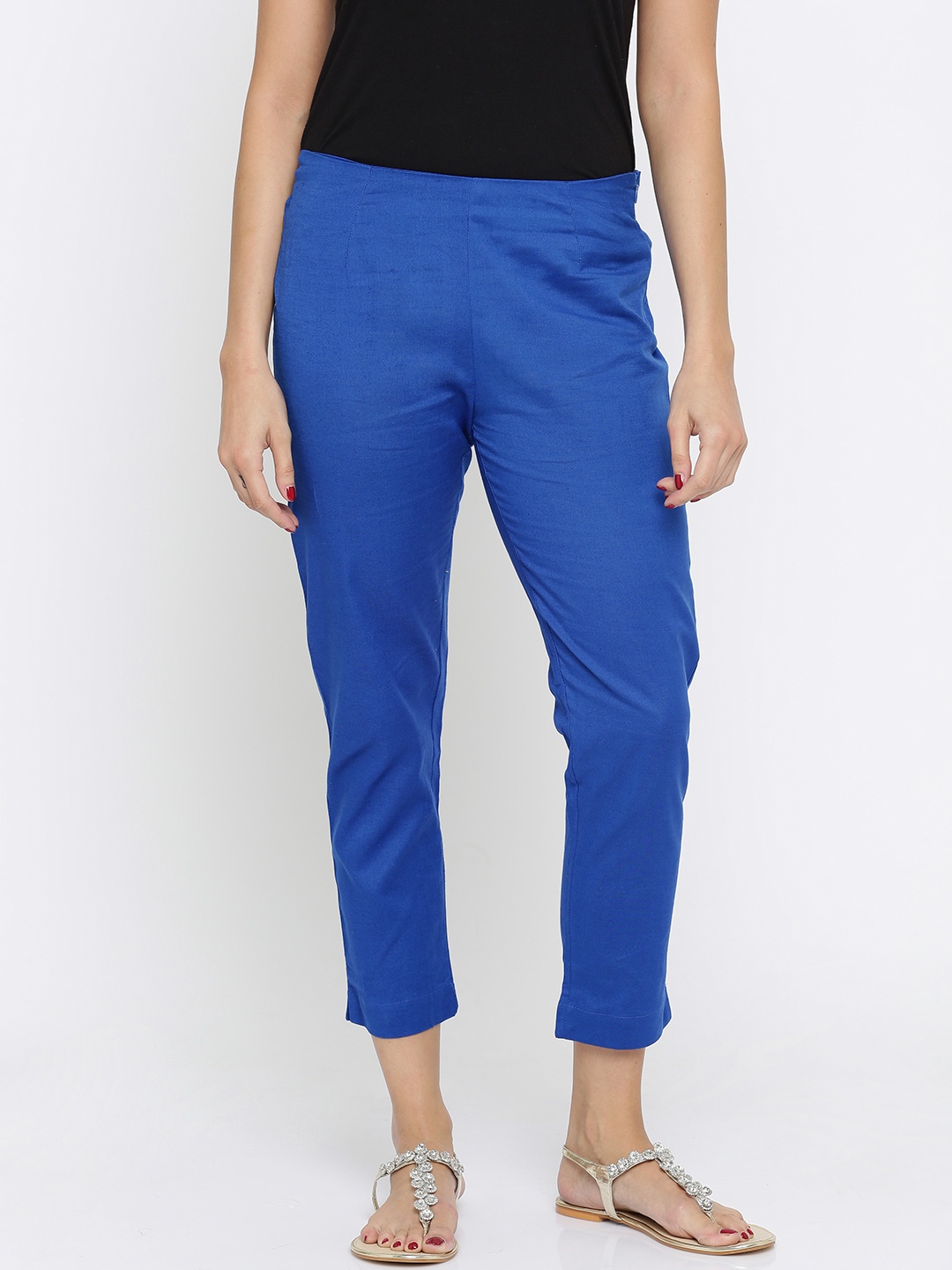 

AURELIA Women Blue Cropped Casual Trousers