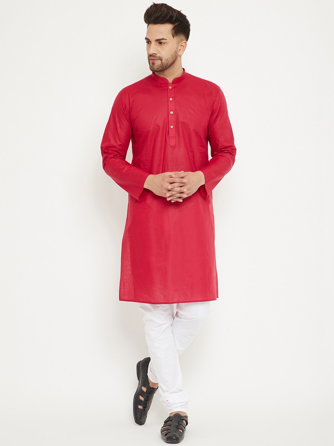 

VASTRAMAY Men Maroon Kurta with Churidar
