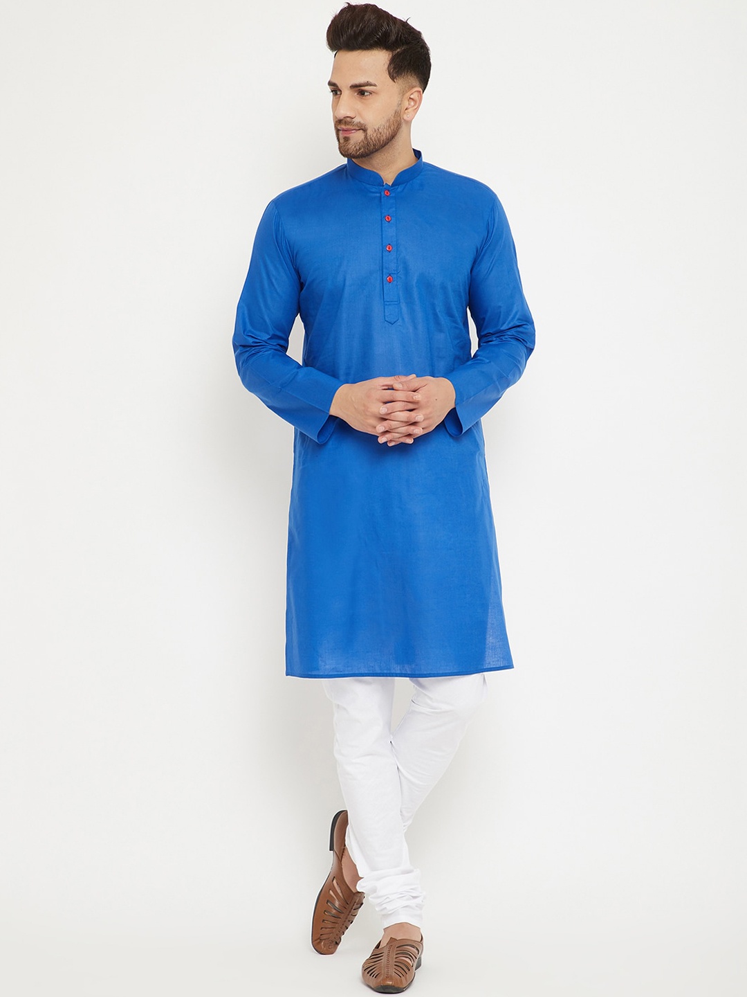 

VASTRAMAY Men Blue Kurta with Churidar