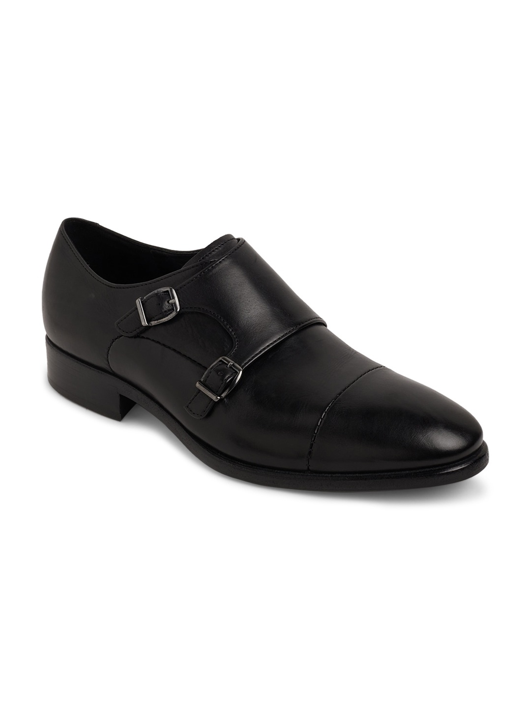 

ECCO Men Black Solid European Dress Leather Formal Monk Shoes