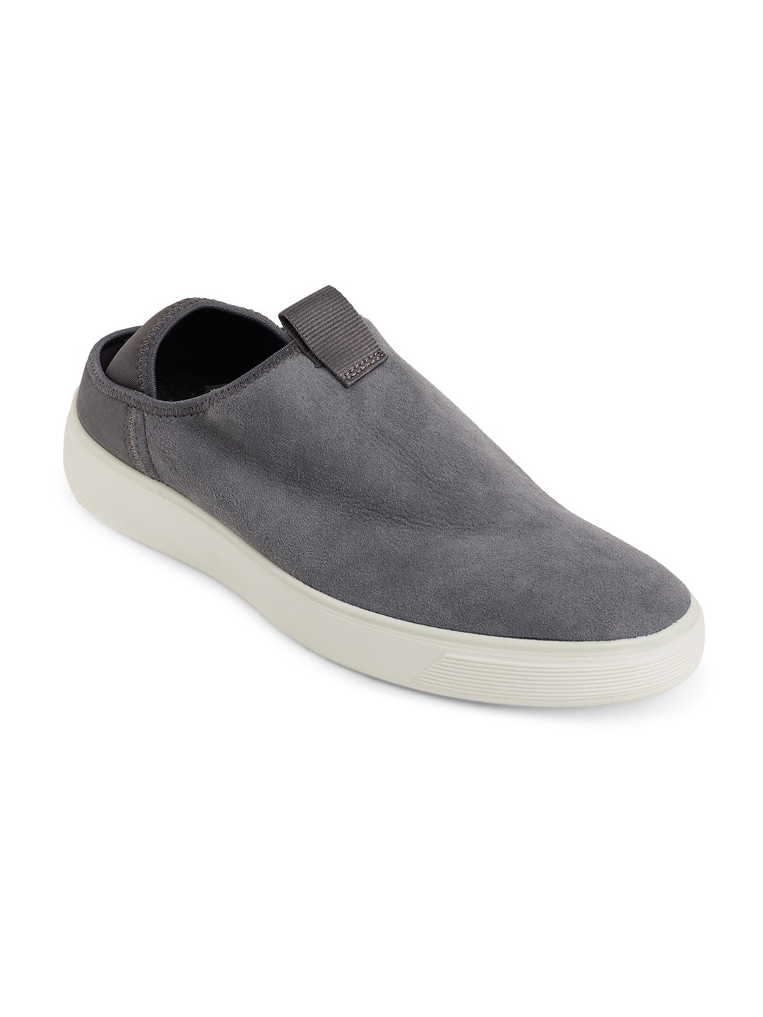 

ECCO Men Grey Nubuck Street Tray Slip-On Sneakers