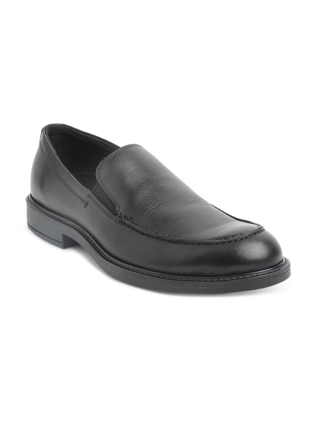

ECCO Men Black European Dress Solid Leather Formal Slip-On Shoes
