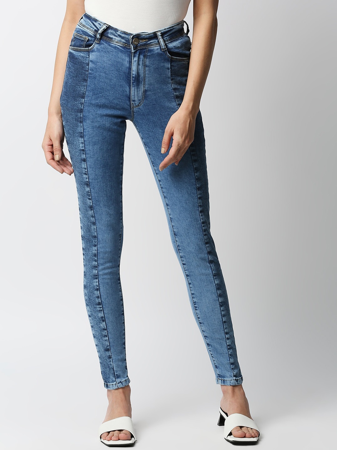 

Kraus Jeans Blue Super Skinny Fit High-Rise Jeans