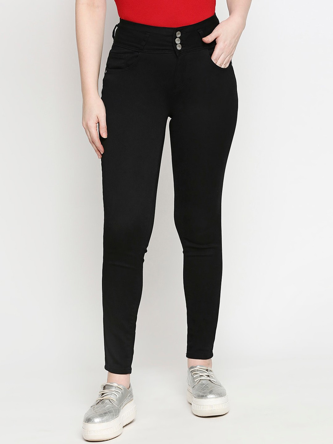

Kraus Jeans Women Black Skinny Fit High-Rise Cropped Jeans