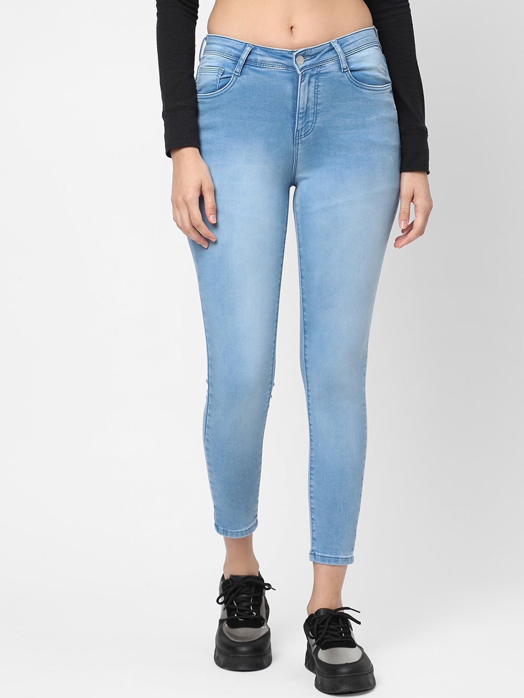 

Kraus Jeans Women Blue Skinny Fit High-Rise Heavy Fade Jeans
