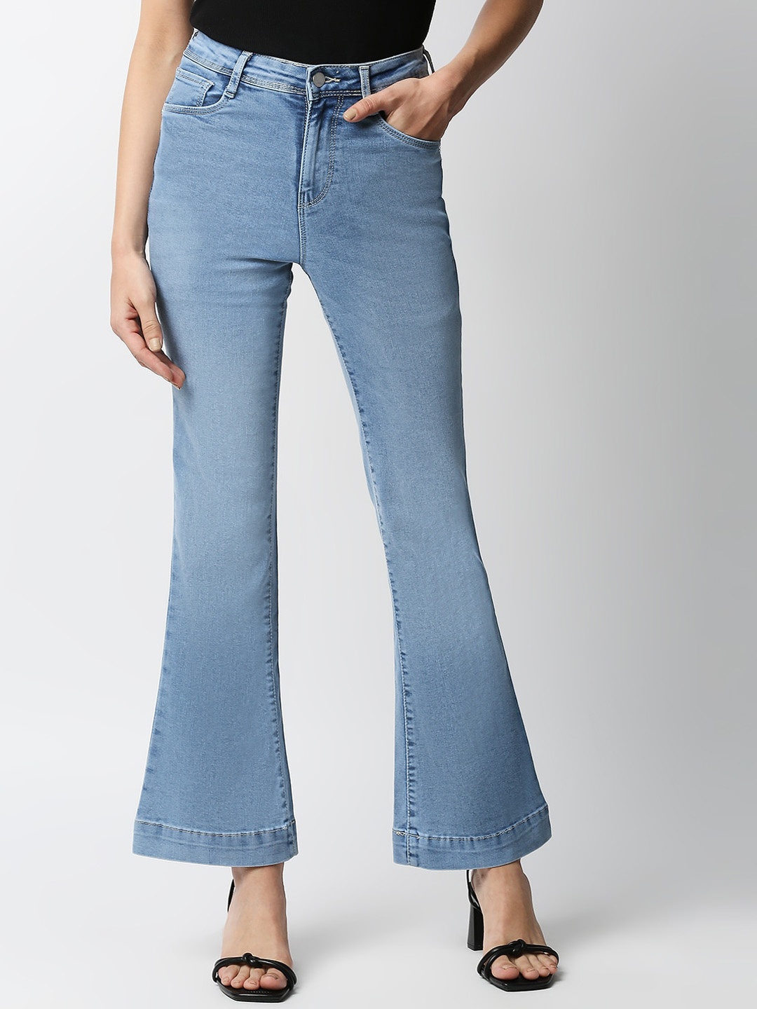 

Kraus Jeans Women Blue Flared High-Rise Jeans