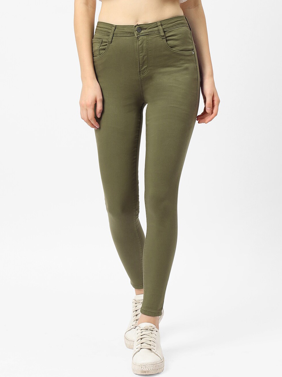 

Kraus Jeans Women Olive Green Skinny Fit High-Rise Jeans