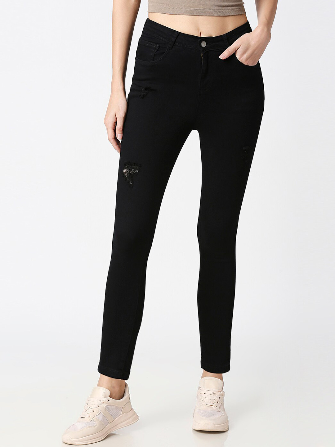 

Kraus Jeans Women Black Skinny Fit Low Distress Jeans
