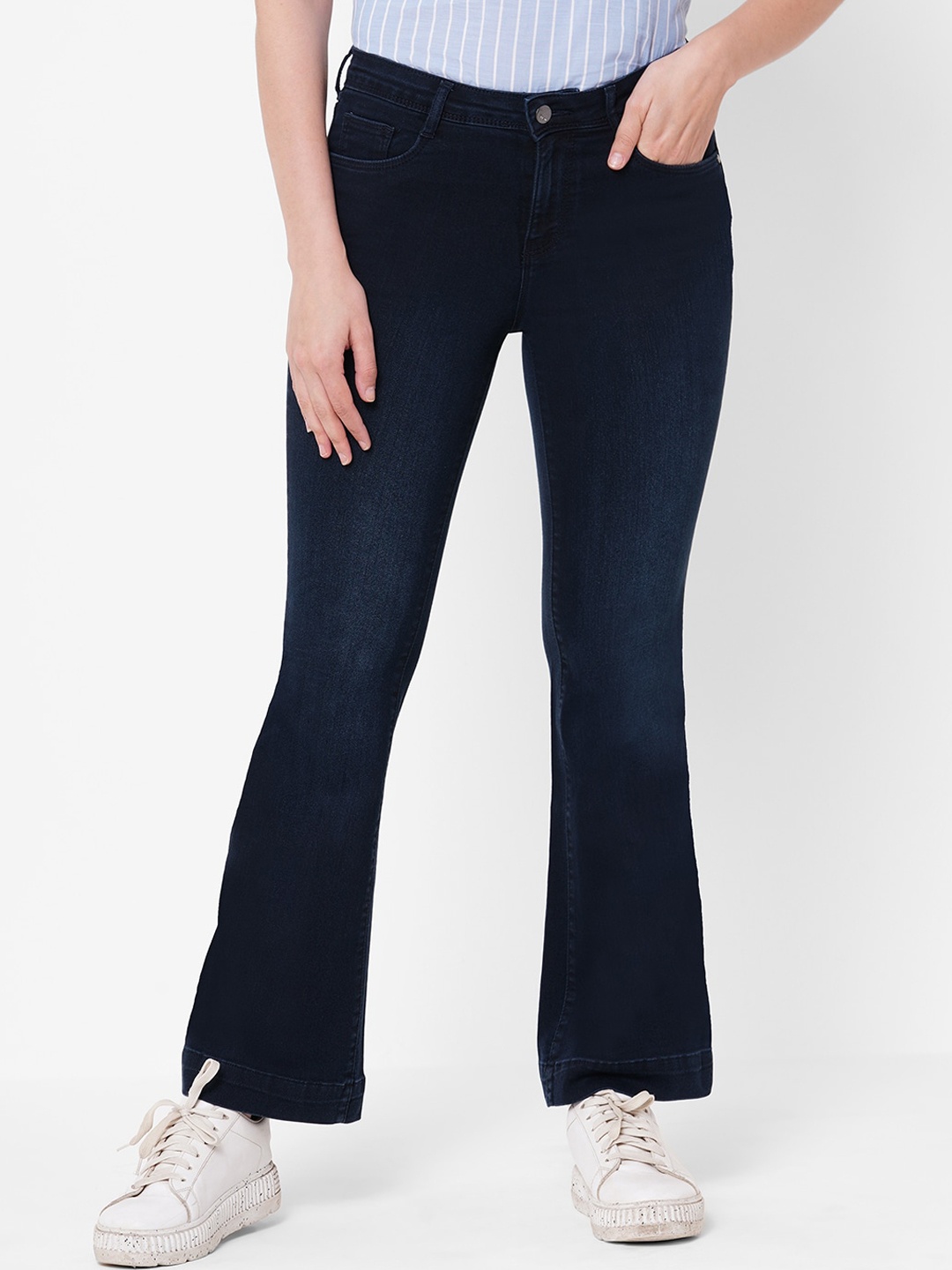 

Kraus Jeans Women Blue Flared High-Rise Jeans