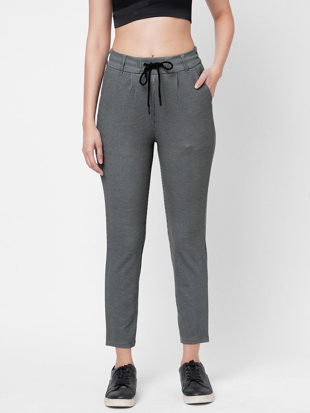 

Kraus Jeans Women Black Checked Trousers