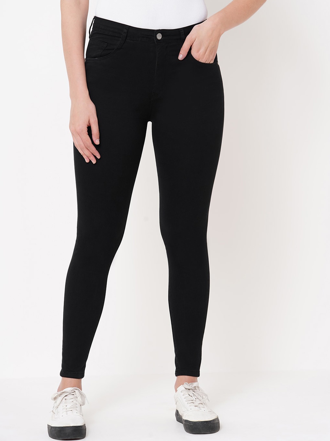 

Kraus Jeans Women Black Super Skinny Fit High-Rise Jeans