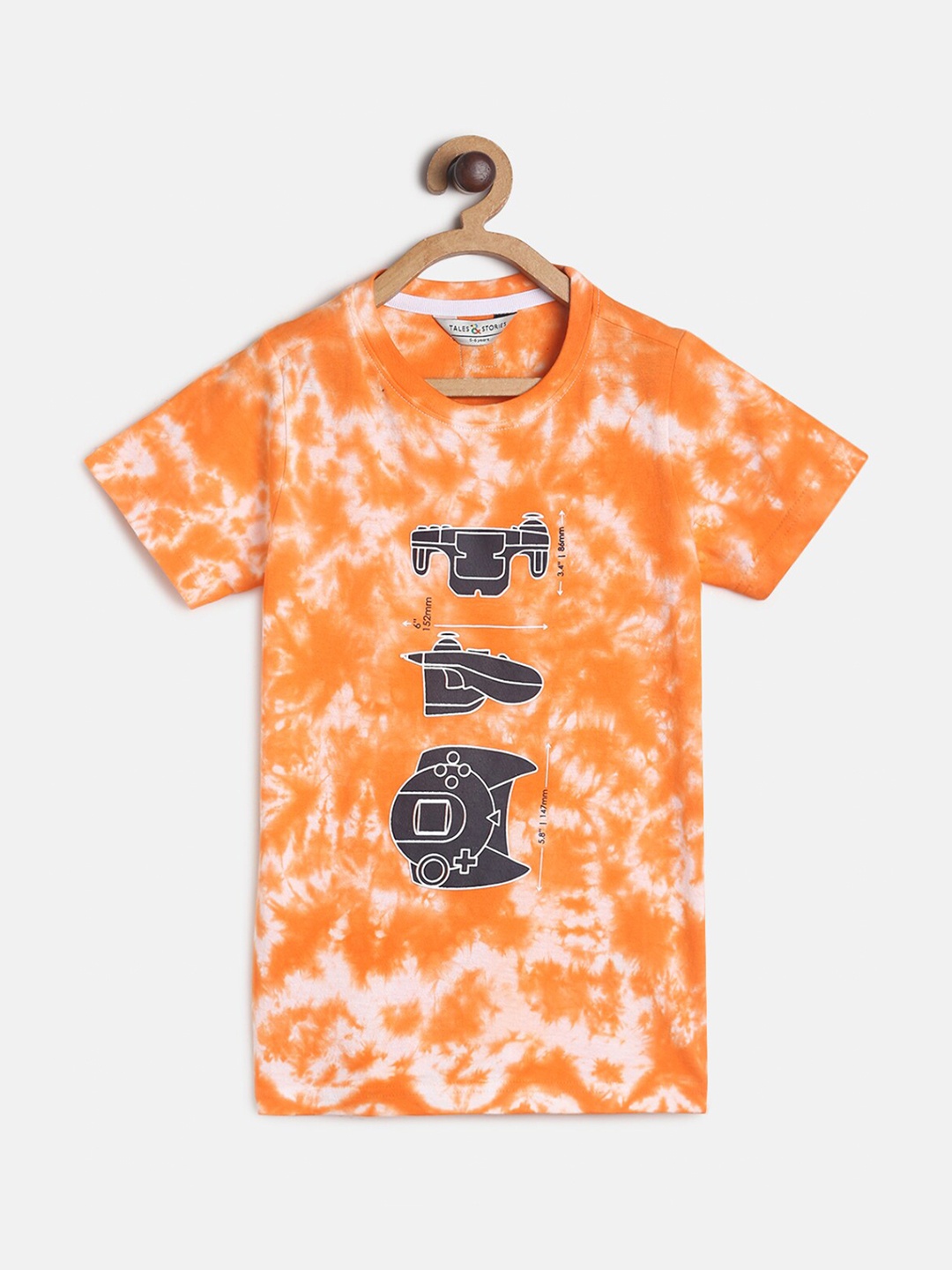 

TALES & STORIES Boys Orange & White Dyed Applique T-shirt
