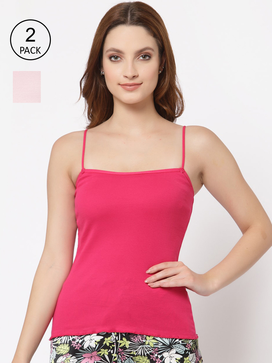 

Floret Women Pack of 2 Magenta & Pink Solid Camisoles