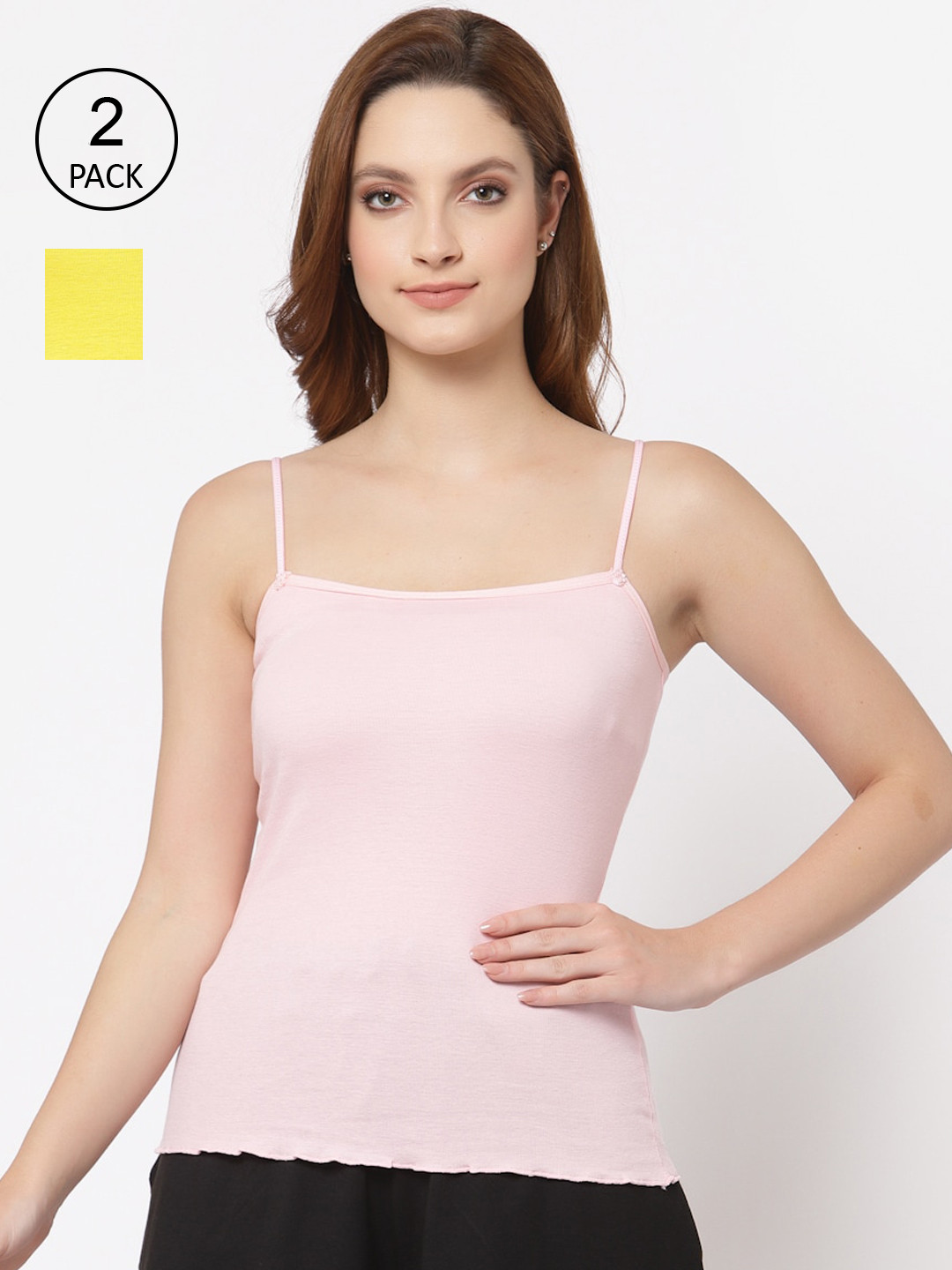 

Floret Women Pack Of 2 Solid Camisoles, Pink