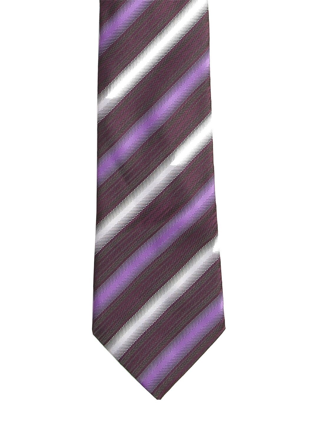 

Calvadoss Men Purple & White Striped Broad Tie