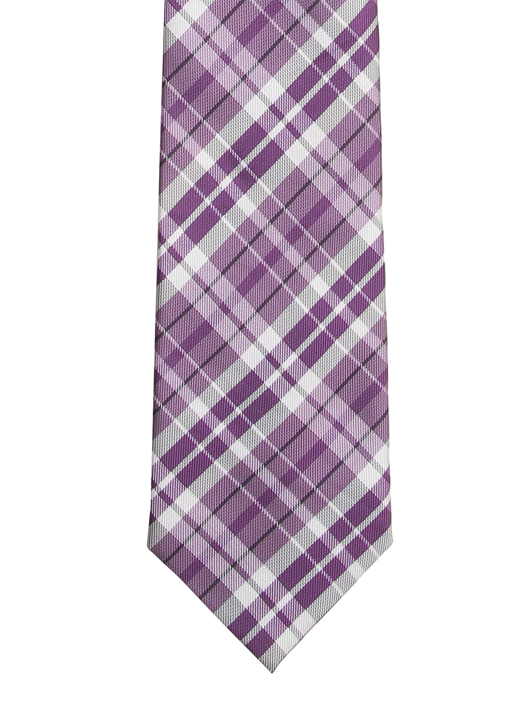 

Calvadoss Men Purple & White Checked Broad Tie