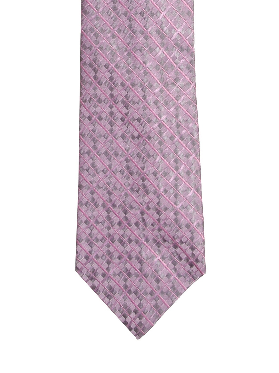 

Calvadoss Men Purple & Silver-Toned Checked Broad Tie