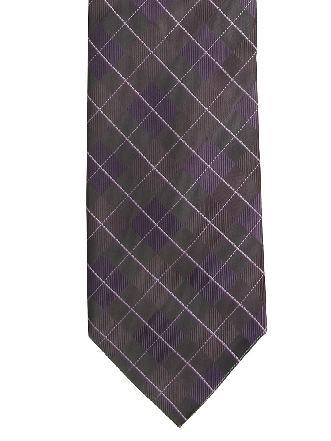 

Calvadoss Men Purple & White Checked Broad Tie