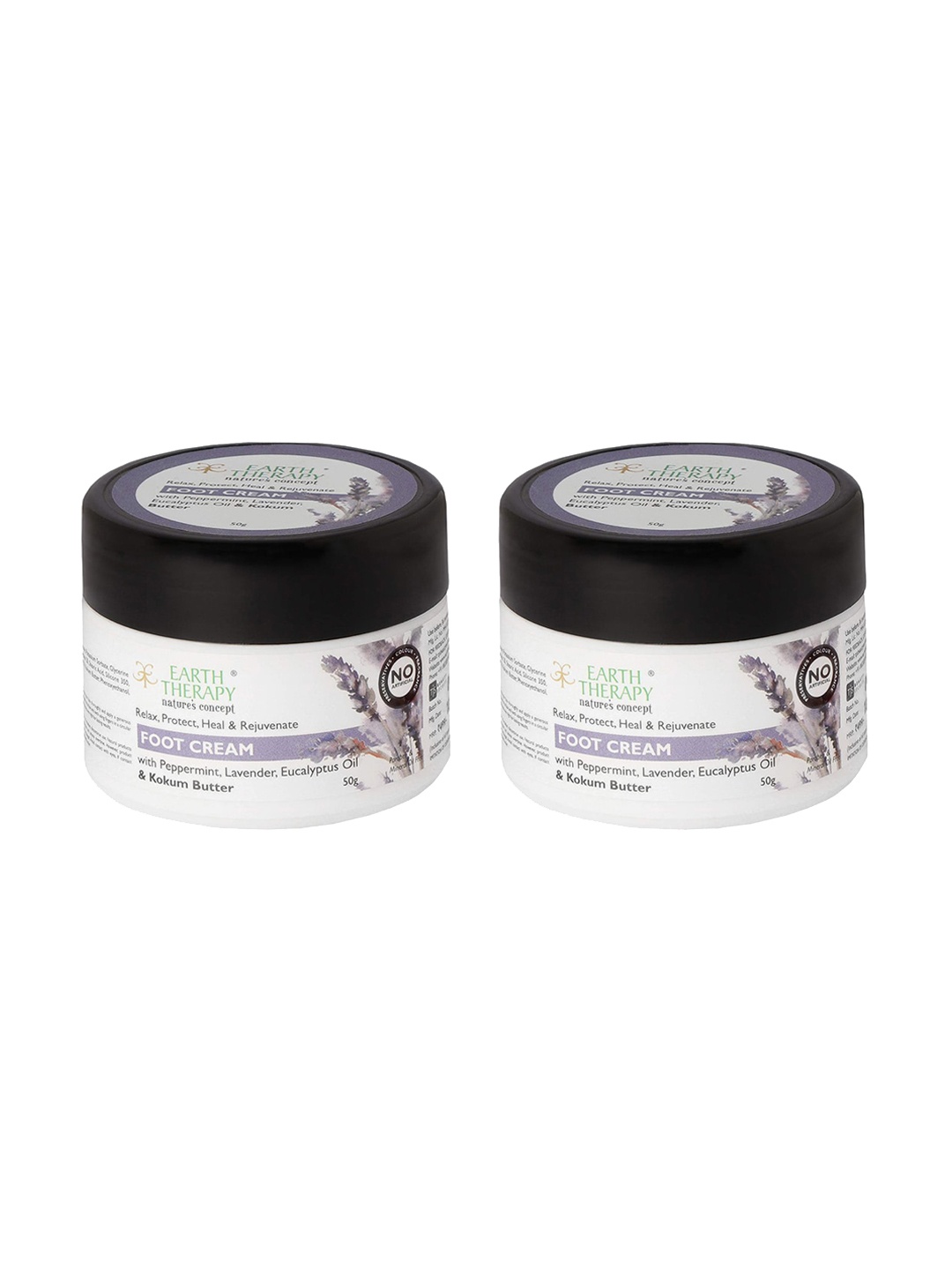 

EARTH THERAPY Set of 2 Foot Cream with Peppermint & Lavender 50 g each, White