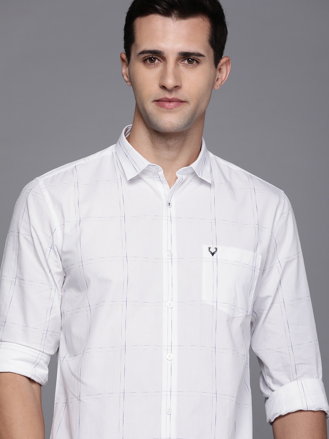 

Allen Solly Men White & Blue Checked Pure Cotton Casual Shirt