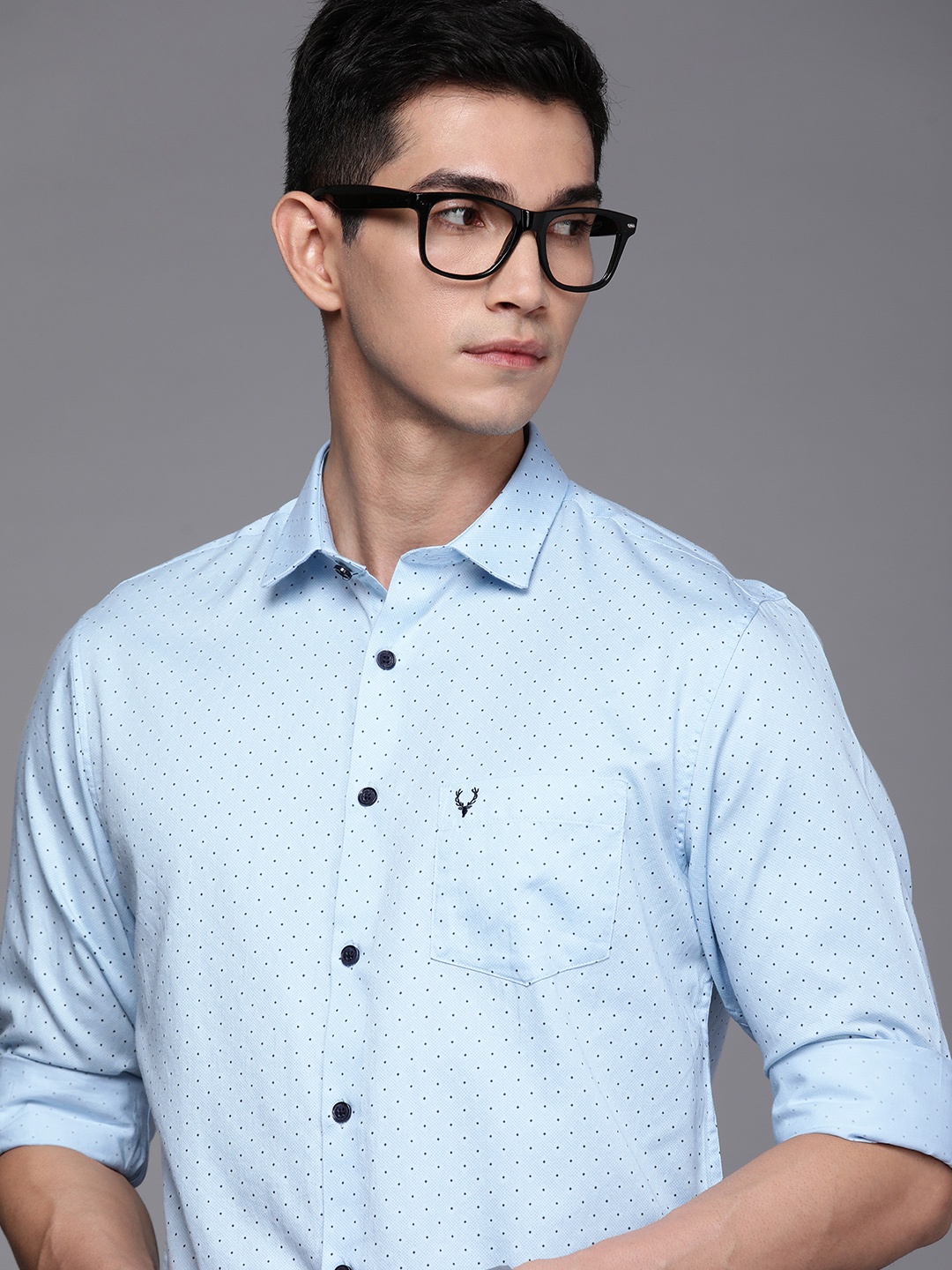 

Allen Solly Men Light Blue Geometric Printed Pure Cotton Casual Shirt