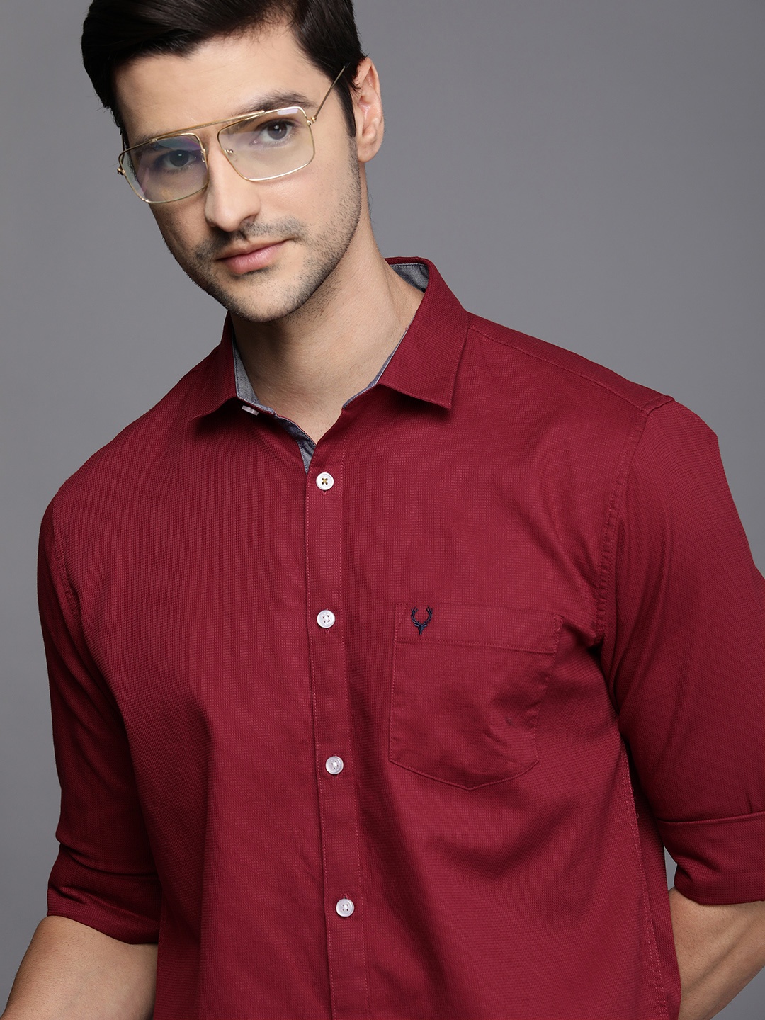 

Allen Solly Men Red Sport Fit Textured Casual Shirt