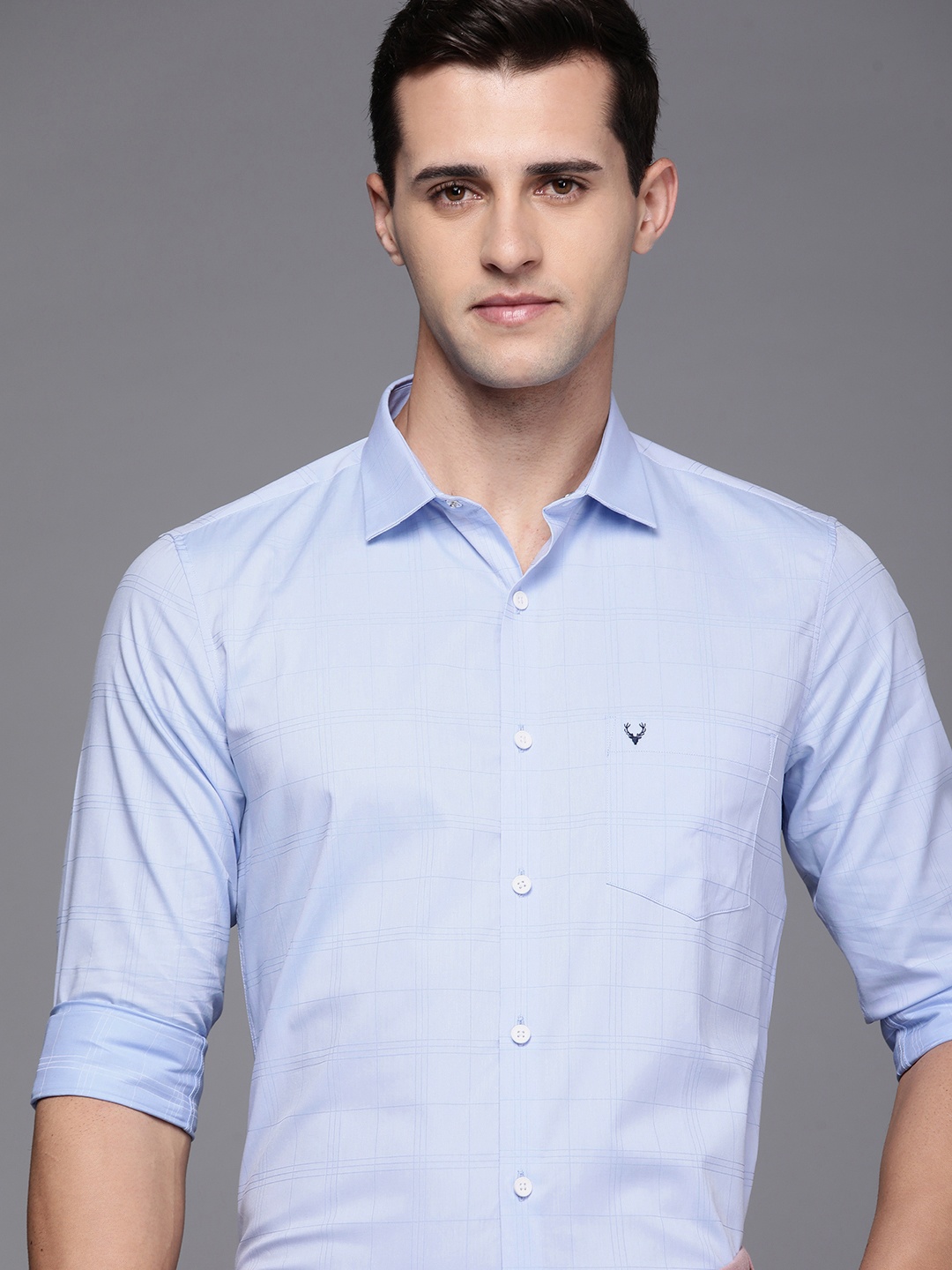 

Allen Solly Men Light Blue Slim Fit Checked Casual Shirt