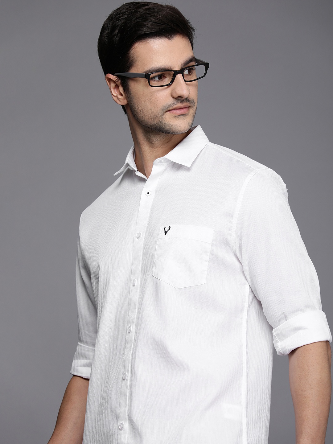 

Allen Solly Men White Self-Design Sport Fit Pure Cotton Casual Shirt