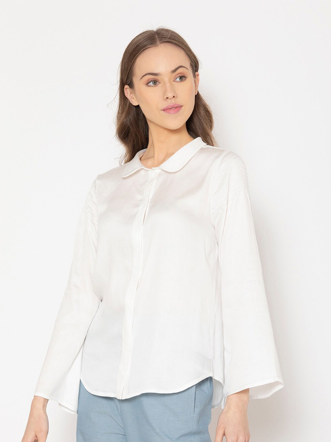

SHAYE Women White Solid Shirt Style Top