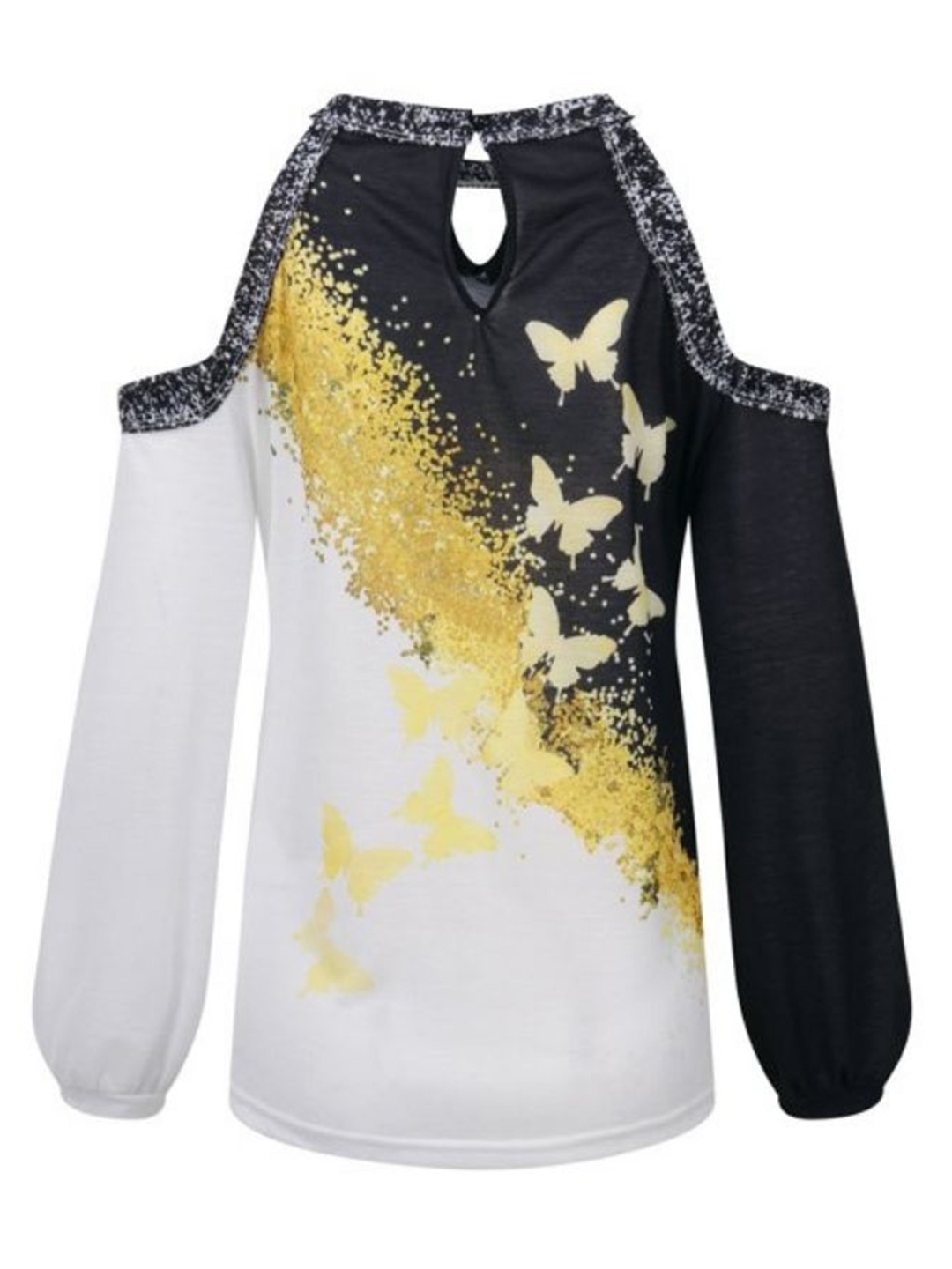 

La Aimee White & Yellow Colourblocked Keyhole Neck Top