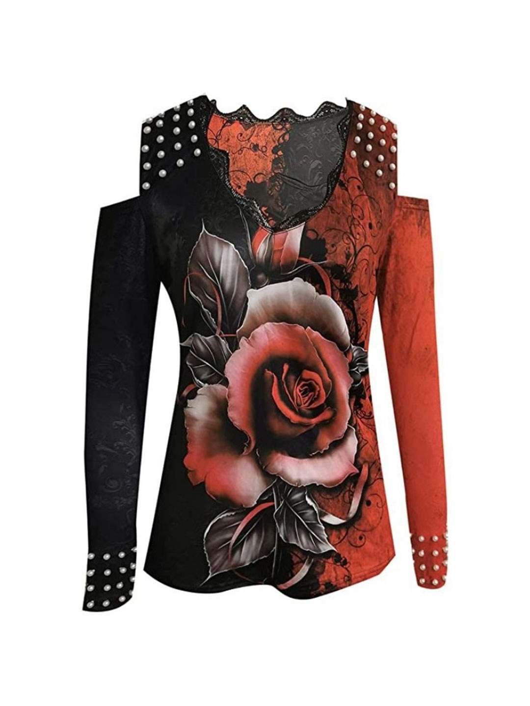 

La Aimee Women Red Floral Print Top