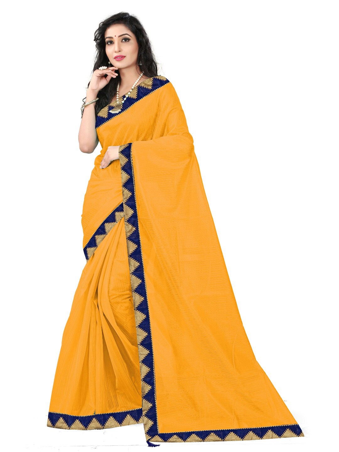 

Florence Yellow & Navy Blue Art Silk Saree