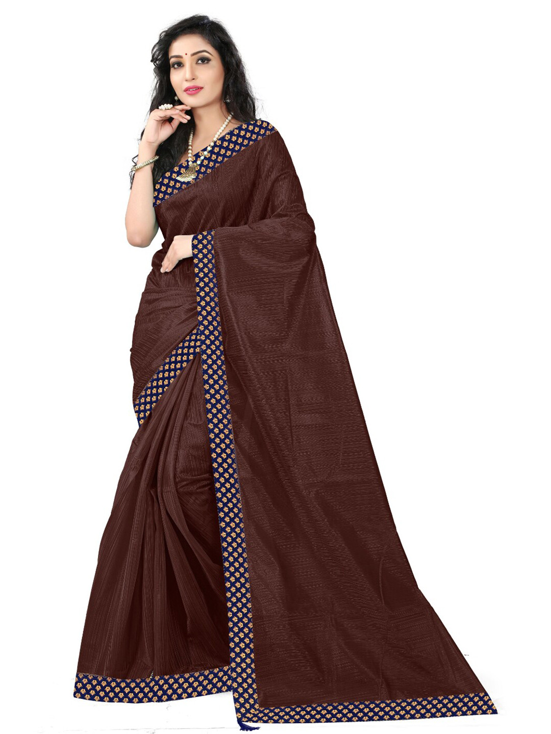 

Florence Brown & Blue Art Silk Saree with Woven Design Border