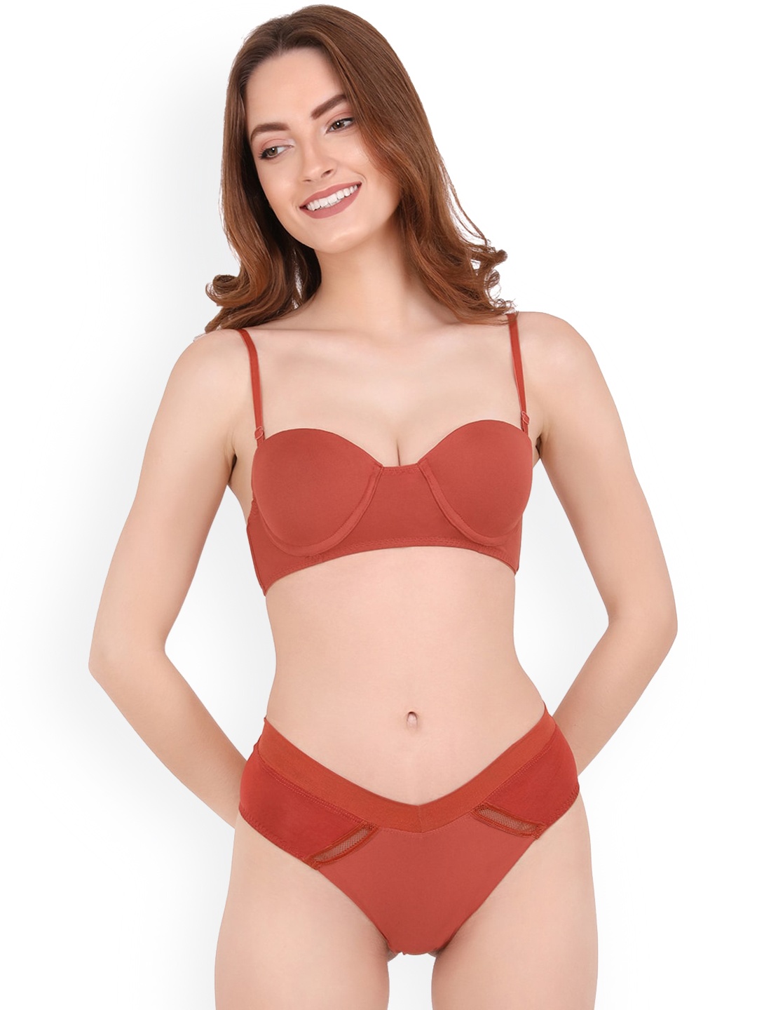 

CURWISH Women Rust-Brown Solid Bikini Briefs