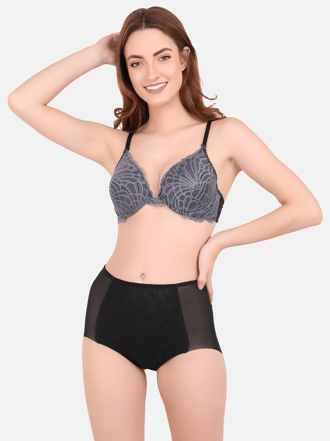 

CURWISH Pack Of 3 Assorted Lace Work Boyshorts, Hipster Briefs & Thongs Set, Black