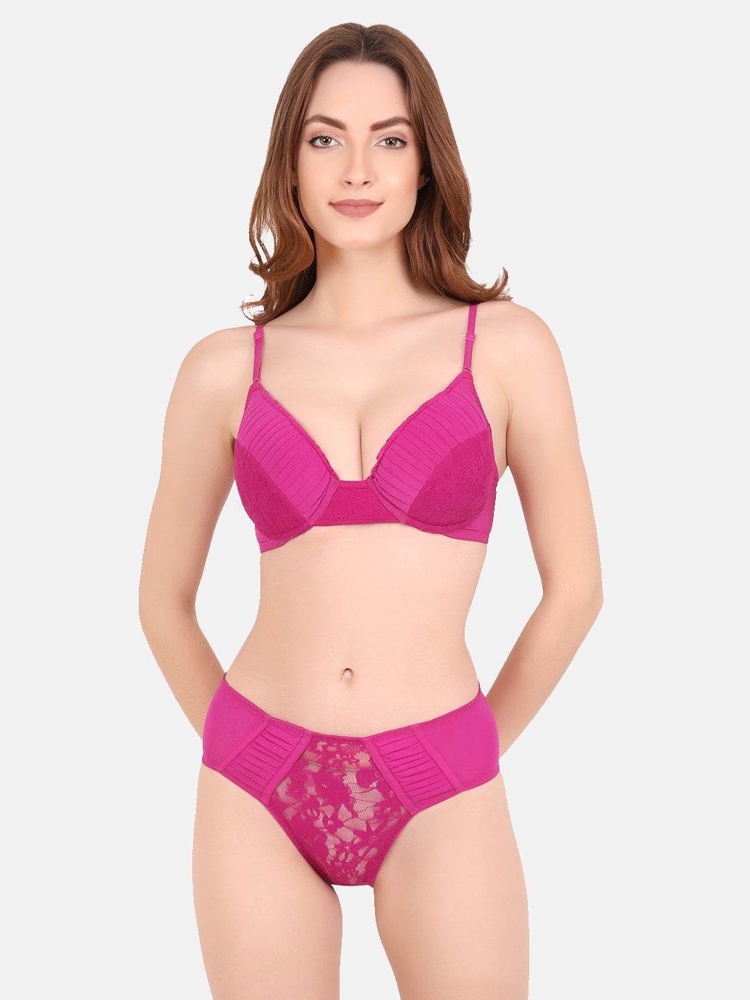 

CURWISH Women Fuchsia Lingerie Set