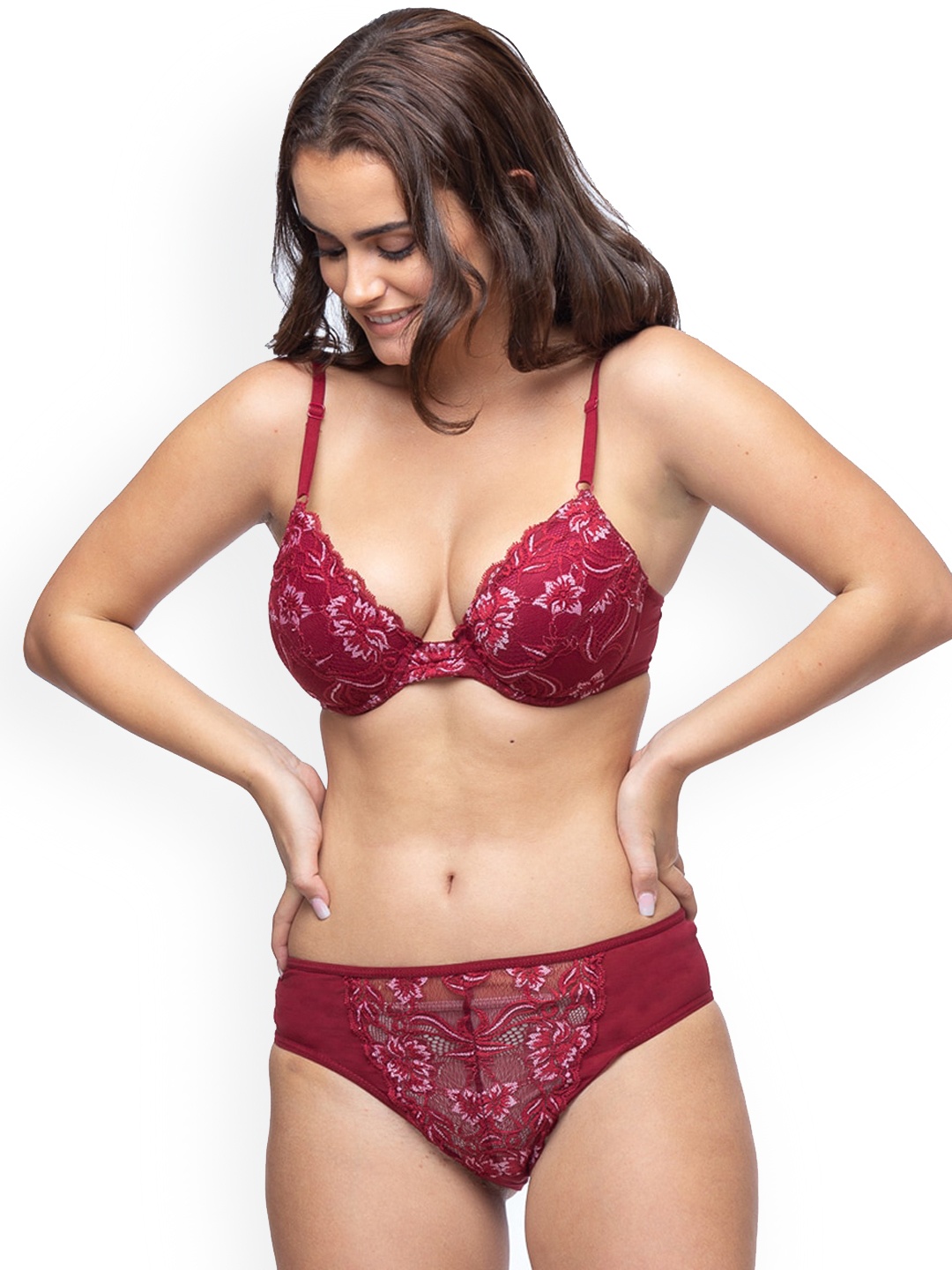 

CURWISH Burgundy Lace Bikini Briefs