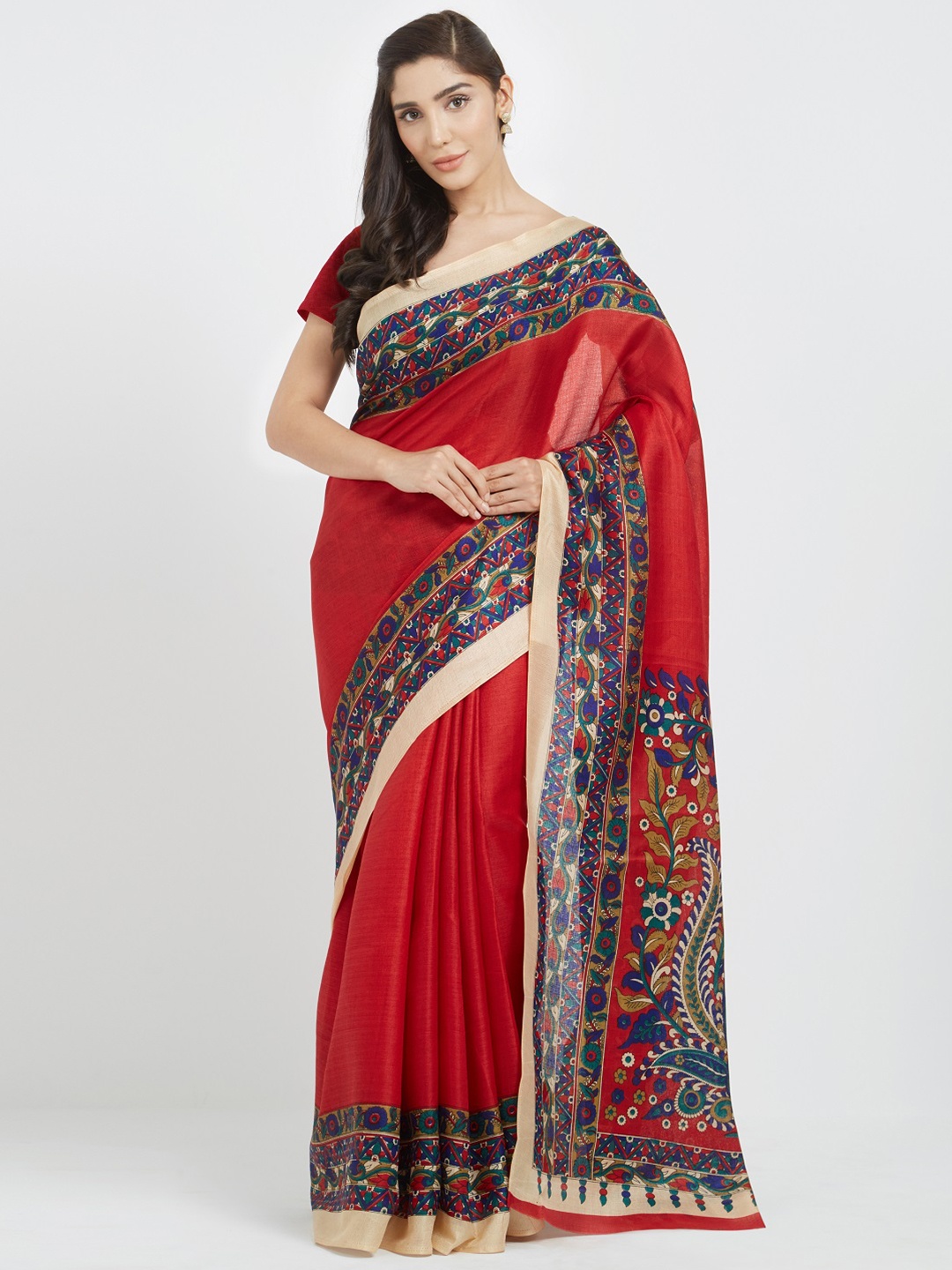 

Florence Red & Teal Pure Cotton Saree