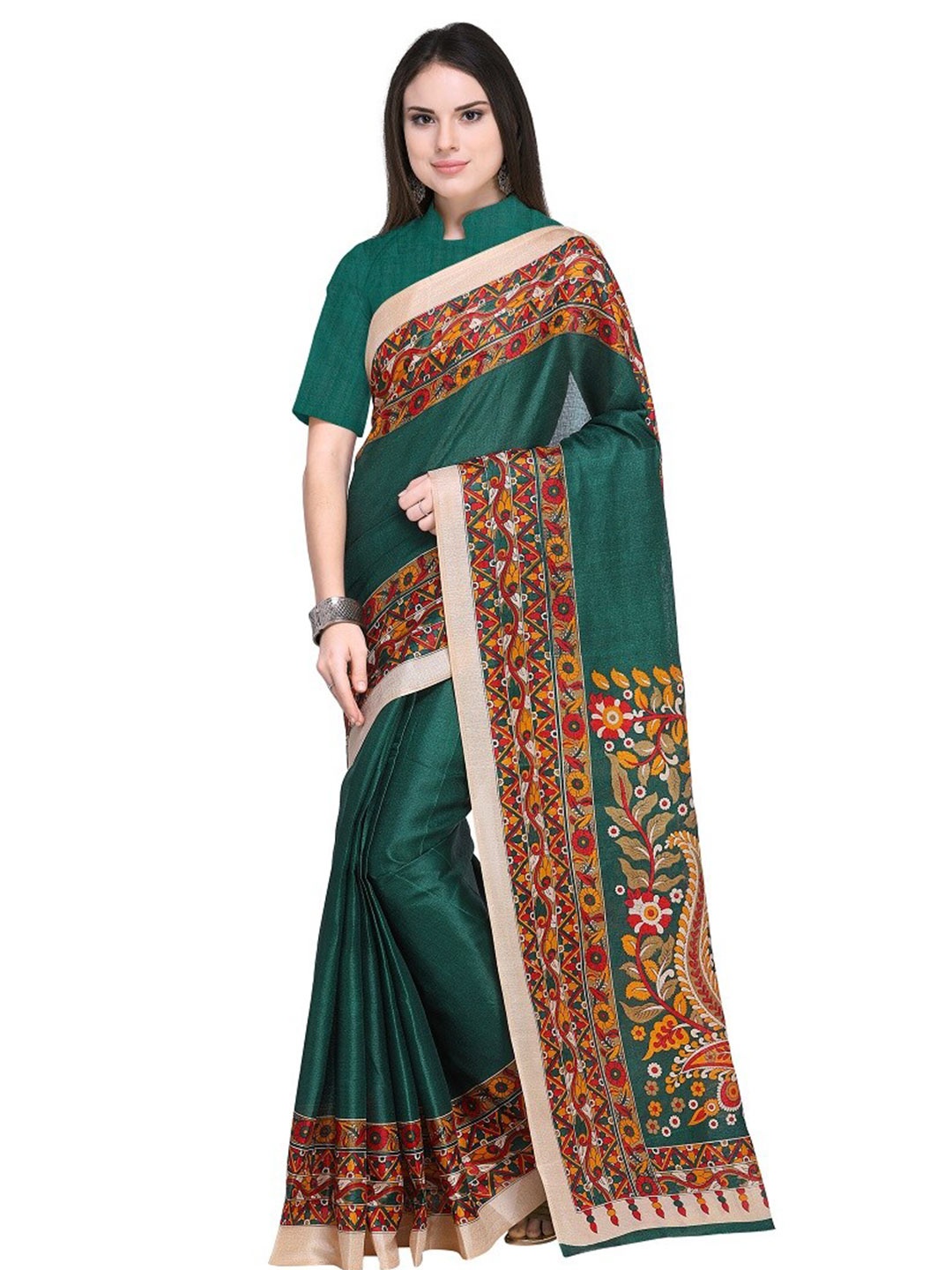 

Florence Green & Red Pure Cotton Saree