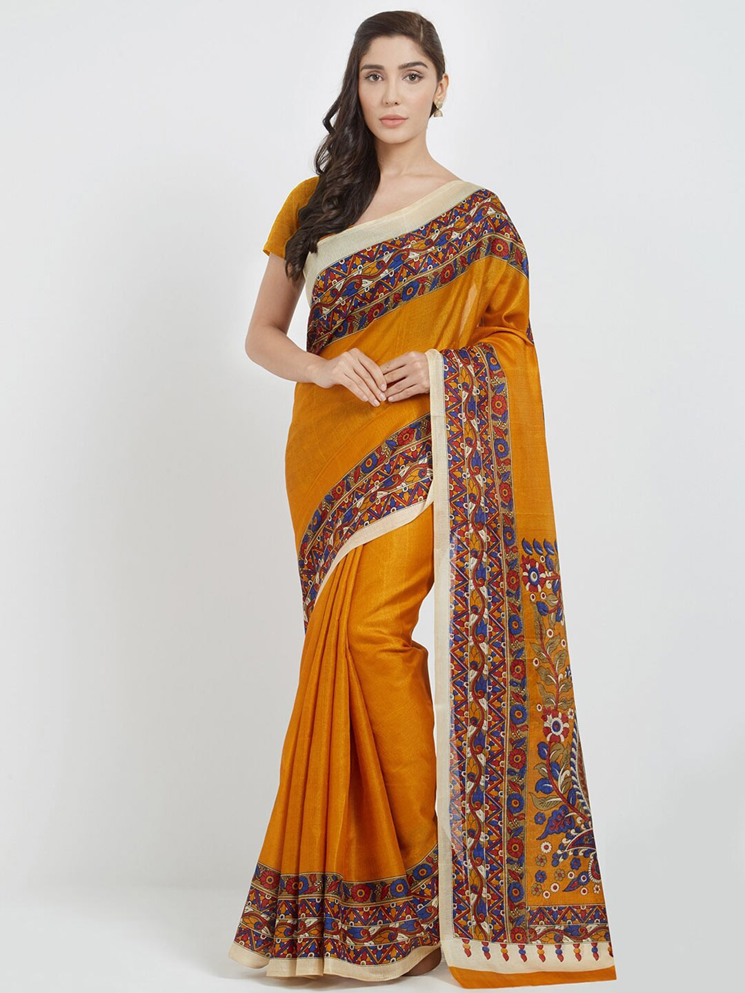 

Florence Orange & Blue Pure Cotton Saree