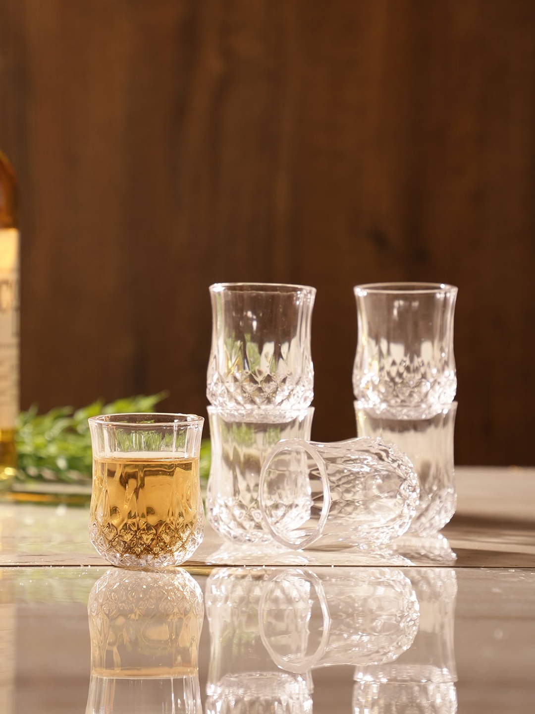 

The Decor Mart Set Of 6 Vintage Clear Shots Glasses, Transparent
