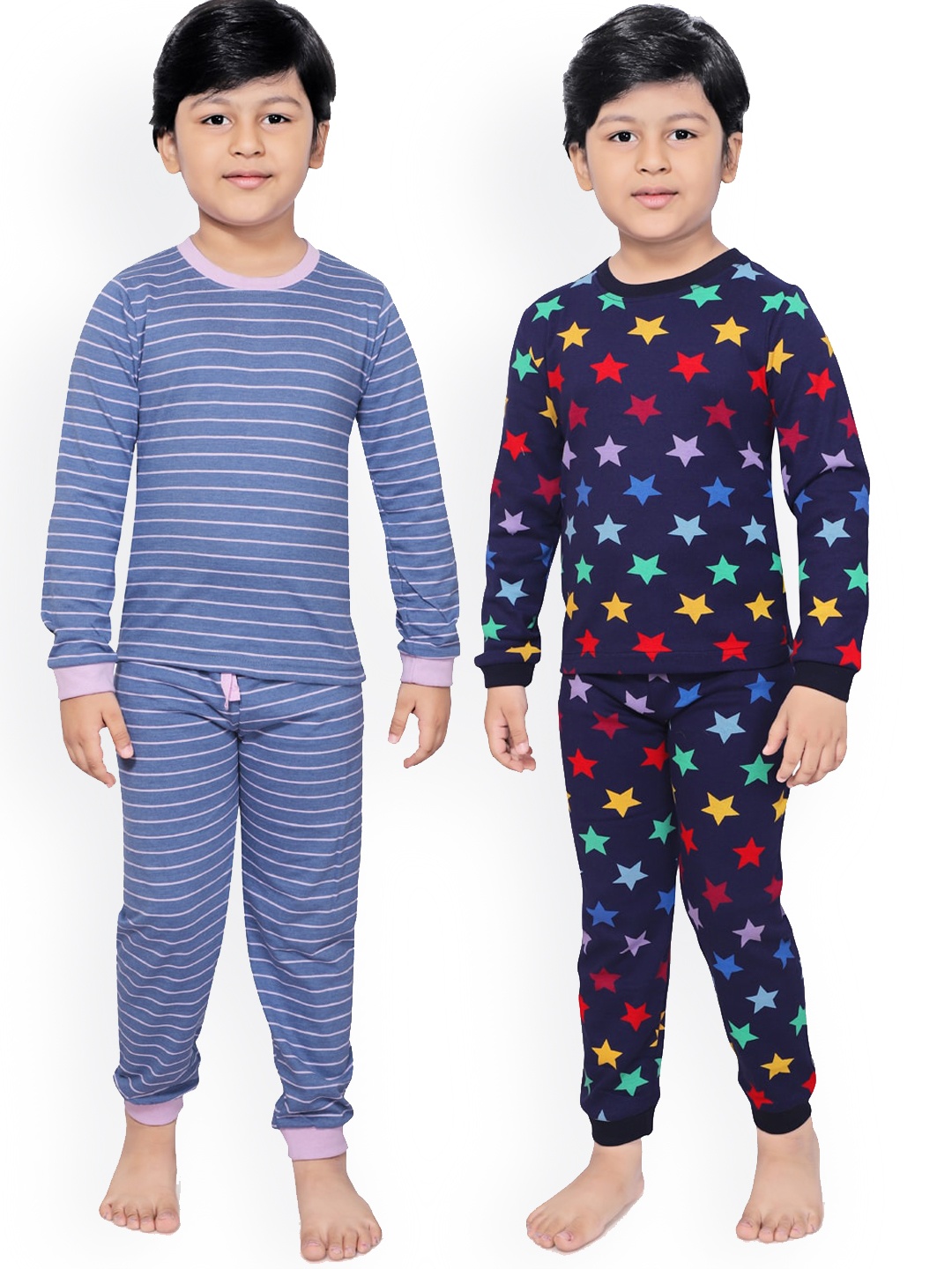 

RIKIDOOS Boys Pack Of 2 Printed Night suit, Navy blue